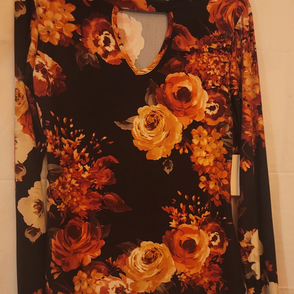 Vibe Floral Blouse - Black and Orange